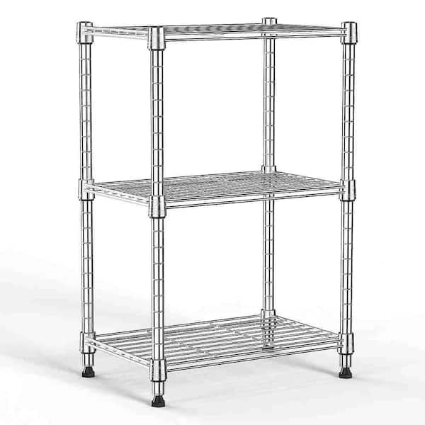 3-Tier Chrome Wire Storage Shelving Unit, 450 lbs. Adjustable Steel Organizer Rack for Kitchen Office Home