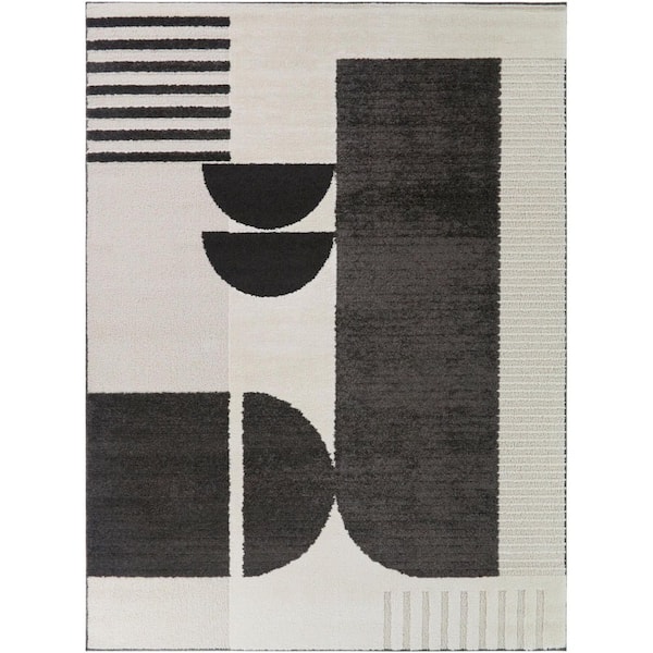 Ortman Cream/Black 8 ft. x 10 ft. Modern Art Deco Area Rug