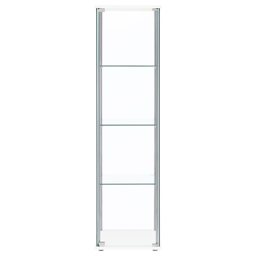 Sleek White and Chrome 4-Shelf Tall Curio Cabinet