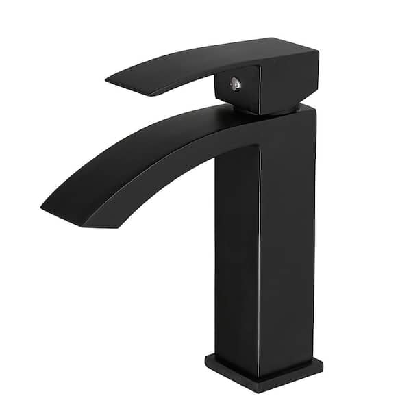 Staykiwi Single Handle Single Hole Bathroom Faucet in Black with Spot Resistant