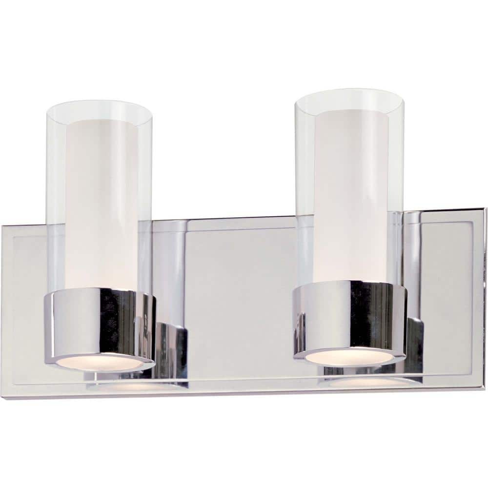Polished Chrome 2-Light Glass Shade Bath Vanity
