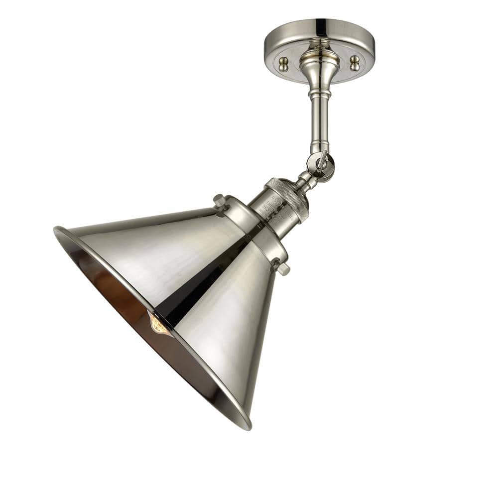 Franklin Restoration Briarcliff 10 in. 1-Light Polished Nickel Semi-Flush Mount with Polished Nickel Metal Shade price history on PriceWatchPro