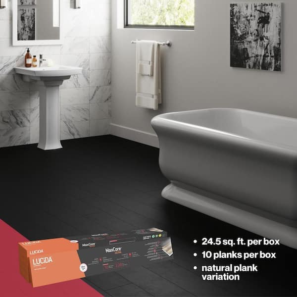 Lucida USA Maxcore Obsidian Gray 28-mil x 7-3/32-in W x 48-in L Waterproof Interlocking Luxury Vinyl Plank Flooring (24.5-sq ft/ Carton)