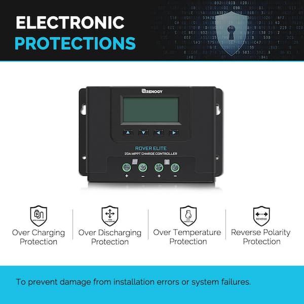 Renogy 12 24 Volt Amp Rover Elite Mppt Solar Charge Controller Rccrvre G1 The Home Depot