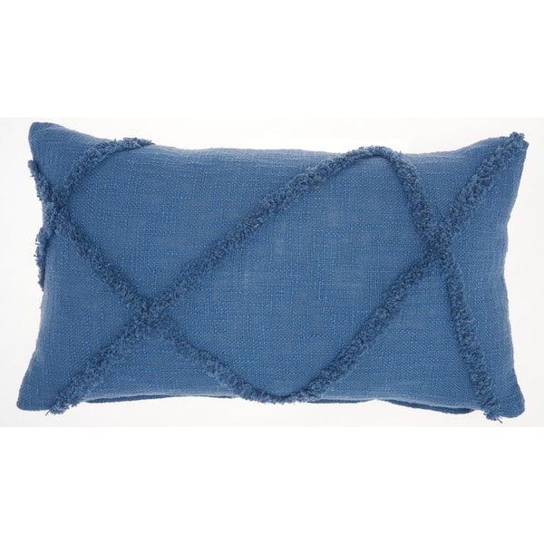 Mina Victory Lifestyles Blue 14 in. x 24 in. Rectangle Throw Pillow