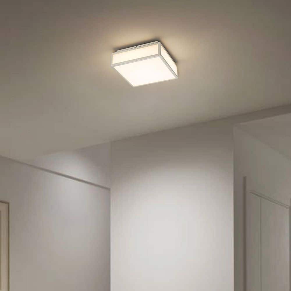 Piemont 10-in Square Brushed Nickel Integrated LED Flush Mount Light price history on PriceWatchPro