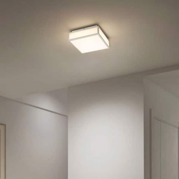 Piemont 10-in Square Brushed Nickel Integrated LED Flush Mount Light