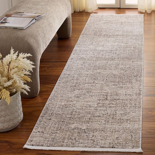 Garnet 2 ft. x 10 ft. Gray/Ivory Abstract Runner Rug