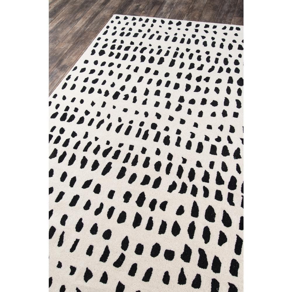 Ivory Geometric Hand Tufted Wool Rug 5ft x 8ft