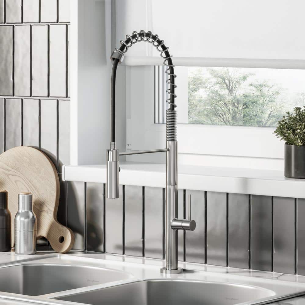 Swiss Madison Chalet Single-Handle Pull-Down Sprayer Kitchen Faucet in Brushed Nickel