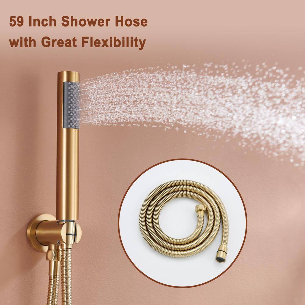 Brushed Gold Dual Rainfall Shower System with Handheld Spray