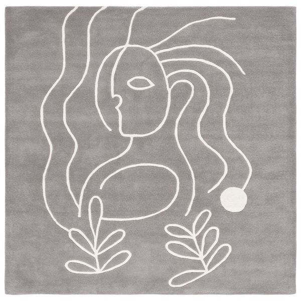 SAFAVIEH Fifth Avenue Gray/Ivory 7 ft. x 7 ft. Abstract Square Area Rug