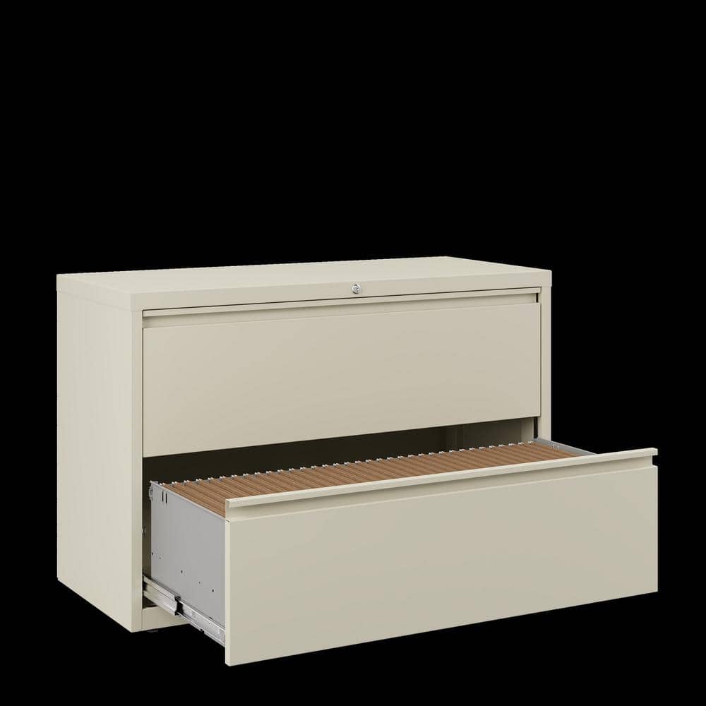 42" Beige Steel 2-Drawer Lockable Lateral File Cabinet