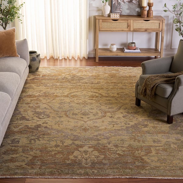 Izmir 8 ft. x 10 ft. Gold/Rose Distressed Oriental Area Rug