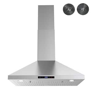 30 in. Giotto Ductless Wall Mount Range Hood in Brushed Stainless Steel, Baffle Filters, Touchpad Control, LED Light
