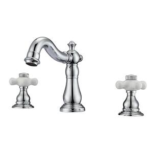 Aldora 8 in. Widespread 2-Handle Porcelain Cross Bathroom Faucet in Polished Chrome