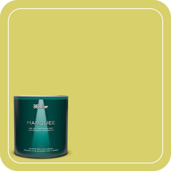 BEHR MARQUEE 1 qt. #P340-4 Lime Tree Semi-Gloss Enamel Interior Paint & Primer