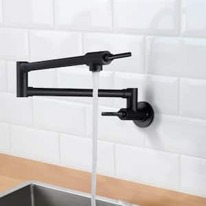 Wall Mounted Pot Filler in Matte Black 360° 4 GPM Kettle Faucets for Modern Kitchens