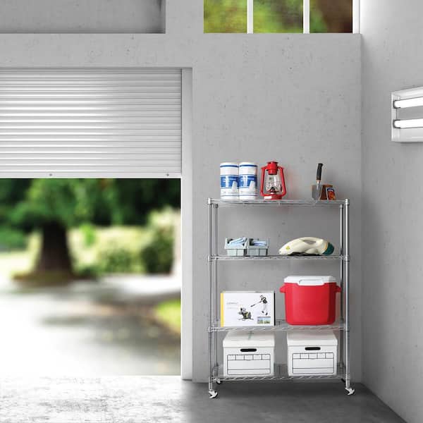 Seville Classics 4-Tier Steel Wire Shelving System in Zinc