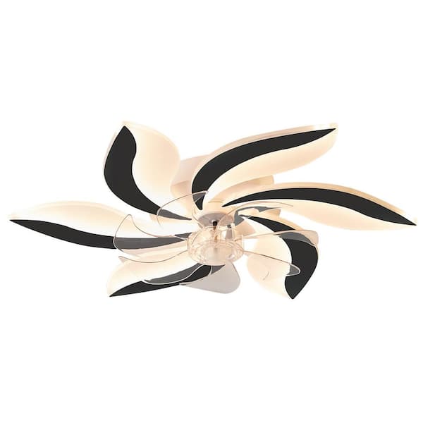 OLUZFAN Modern 27.6 in. (2.3 ft.) Indoor White Low Profile Ceiling Fan with LED Dimmable Light and Remote Included Black