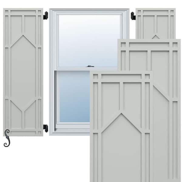 Ekena Millwork EnduraCore Shaker 12-in W x 69-in H Raised Panel Composite Shutters Pair in Hailstorm Gray