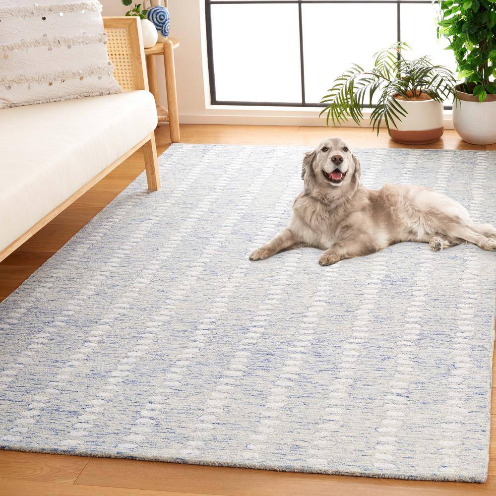 SAFAVIEH Abstract Madrid Striped Geometric Area Rug, Blue/Ivory, 3' x 5'
