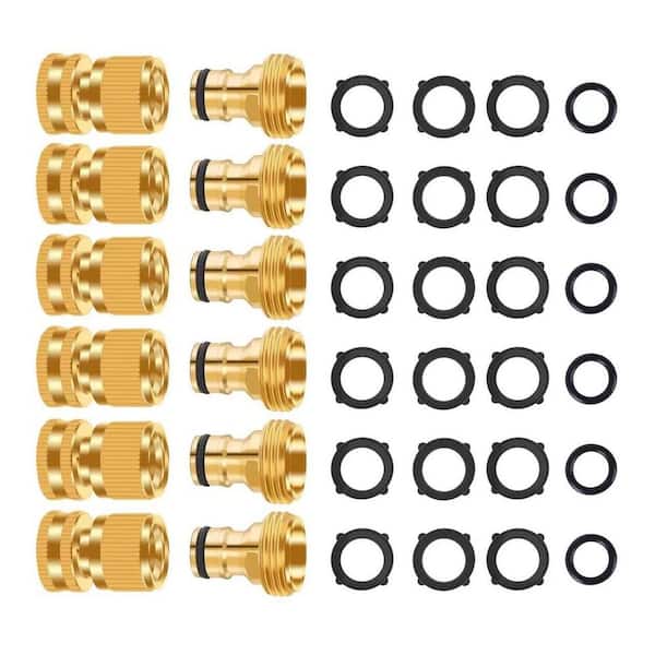 6-Pack Garden Hose Quick Connector, No-Leak 3/4 in. GHT Thread Fitting Water Hose Female Adapter and Male Adapter