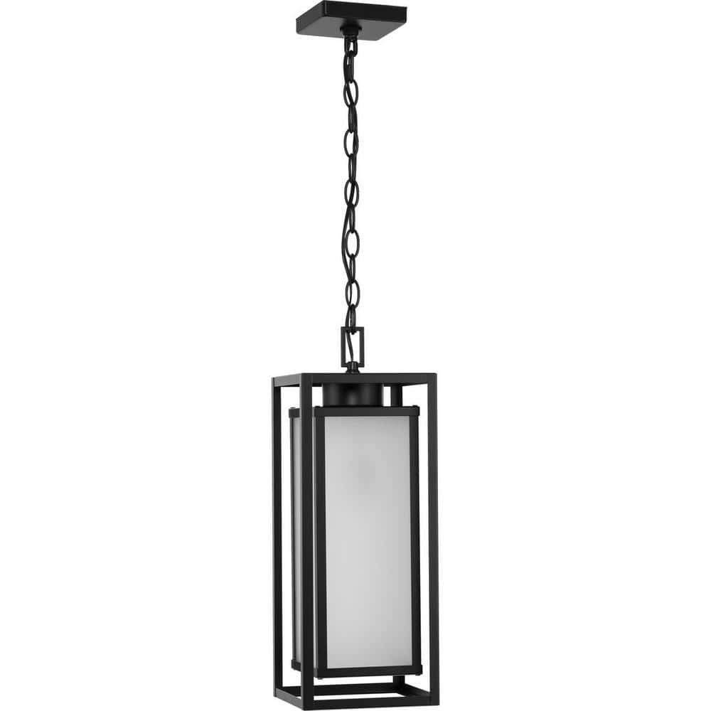 Matte Black Glass Indoor/Outdoor Hanging Lantern