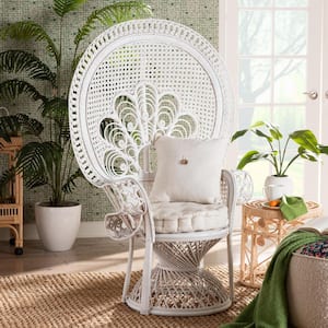 Ediva White Natural Rattan Arm Chair