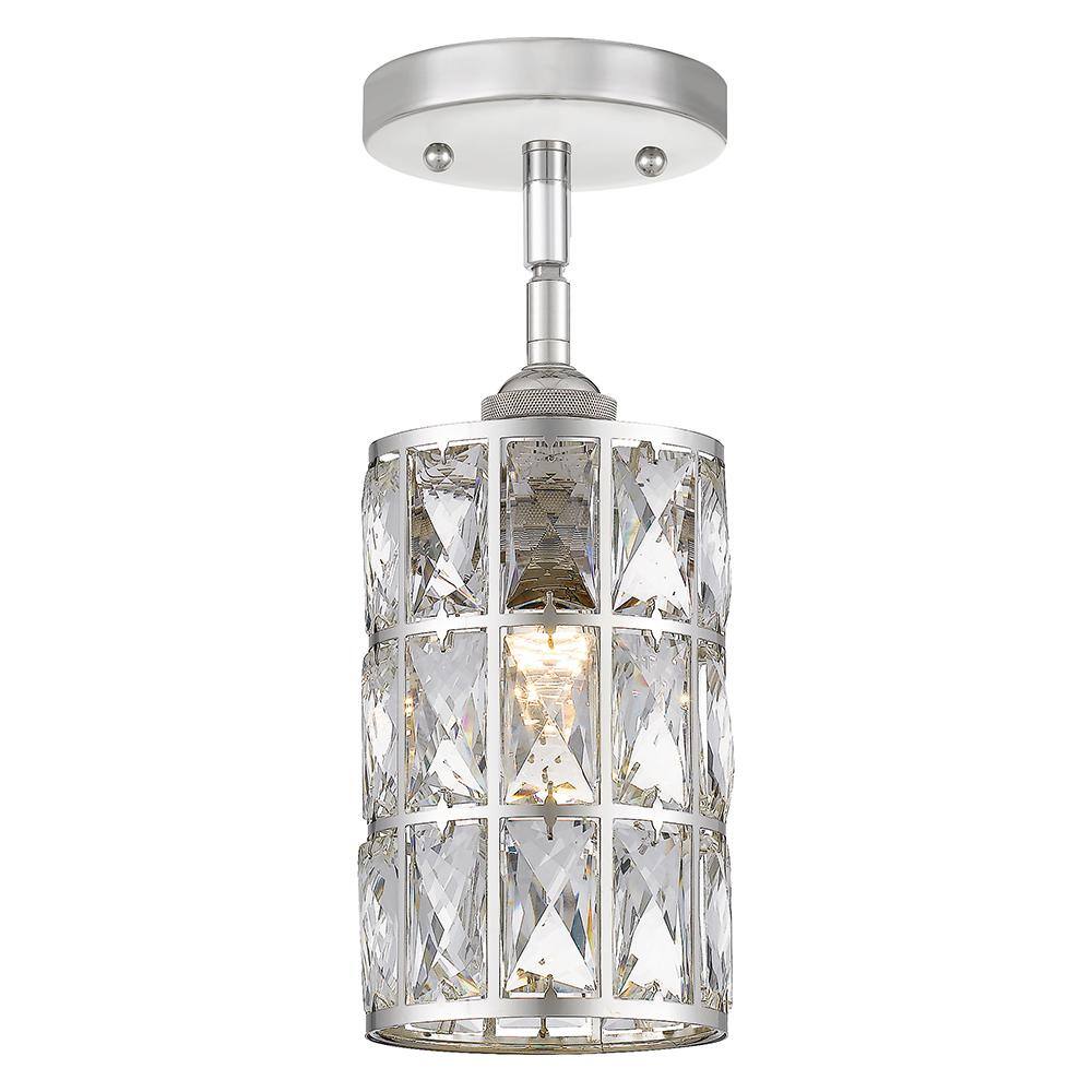 Oliver Polished Nickel Mini Pendant with Crystal Accents