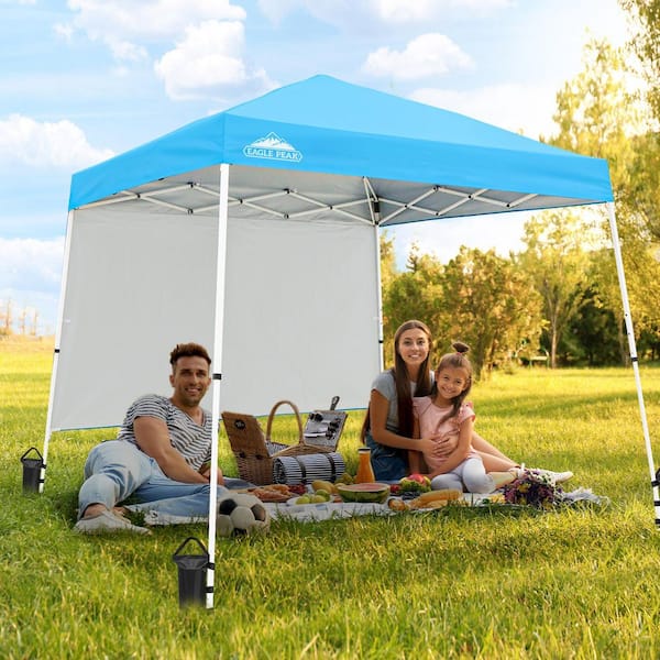 EAGLE PEAK 10 ft. x 10 ft. Outdoor Pop Up Slant Leg Canopy Tent with Wall Panel