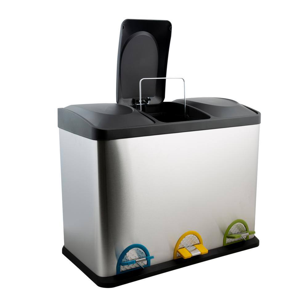 Stainless Steel 45 Liter Black Pedal Kitchen Recycling Bin