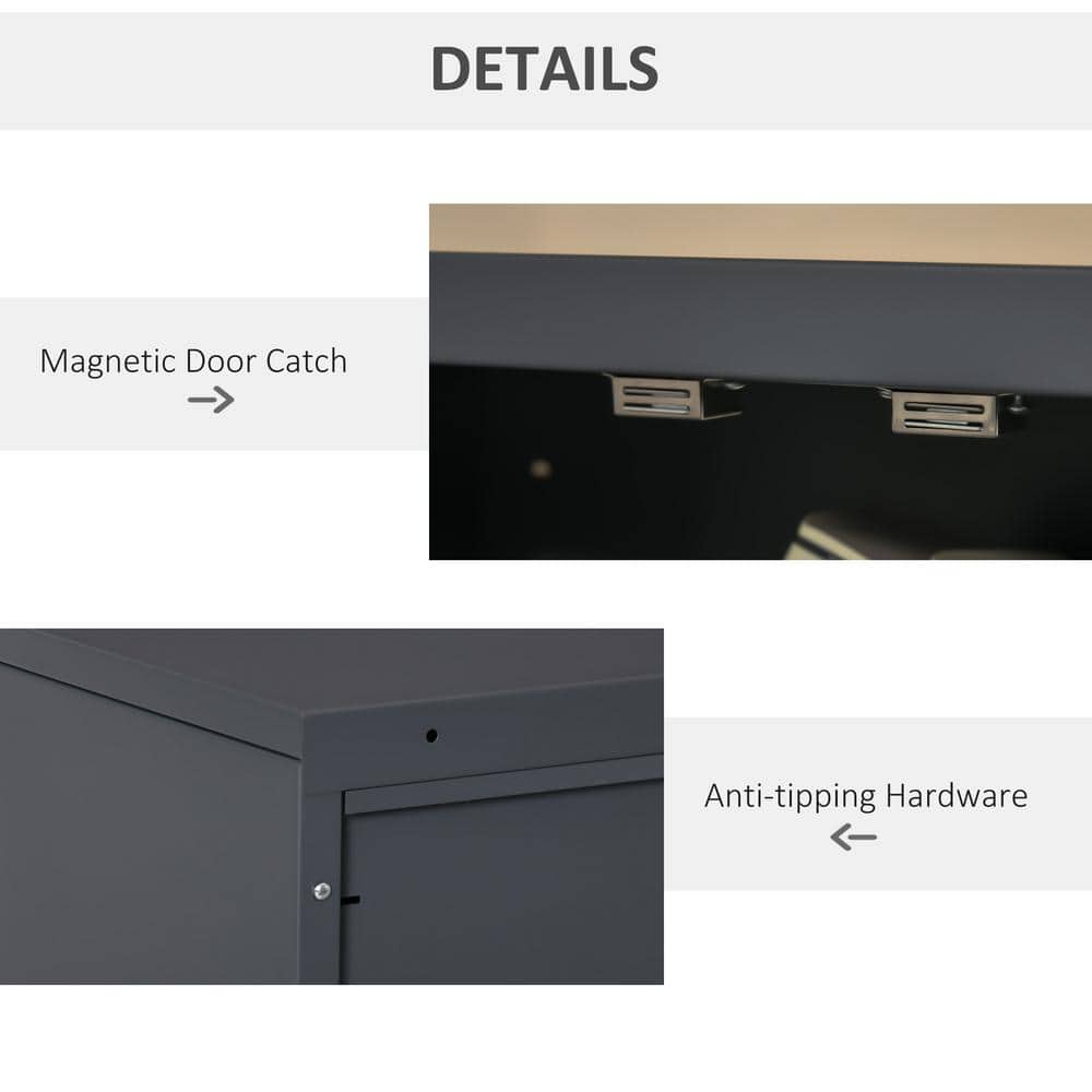 Industrial Grey Steel Office Storage Cabinet with Adjustable Shelving