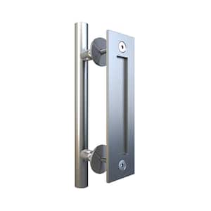11-13/16 in. 304 Stainless Steel 2-sided Pull with Recessed Plate for Sliding Rolling Barn Wood Doors