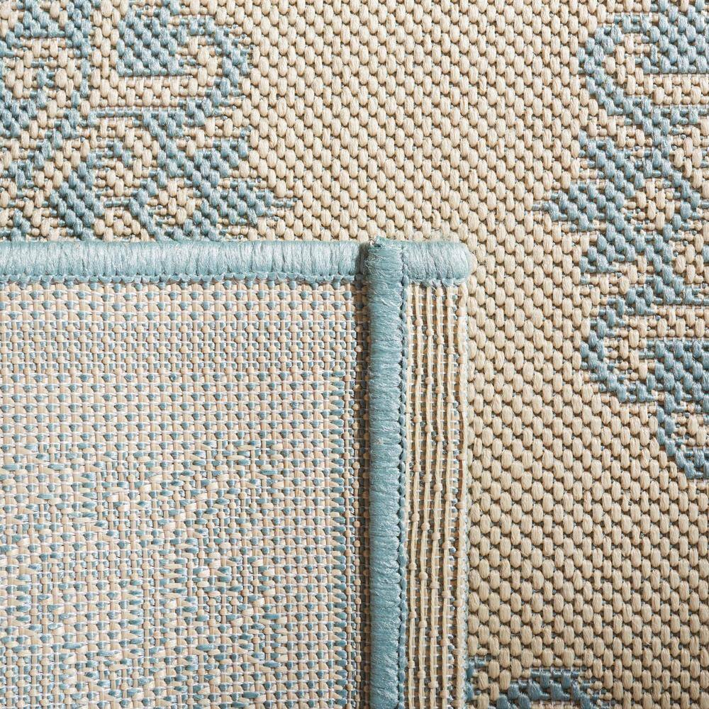 Aqua and Cream 4' x 4' Square Washable Area Rug