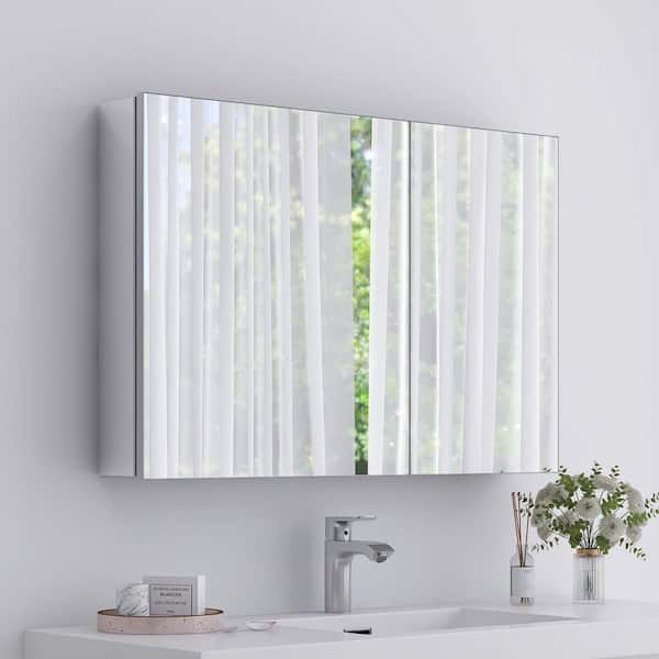 36 in. W x 24 in. H Rectangular Aluminum Medicine Cabinet with Mirror