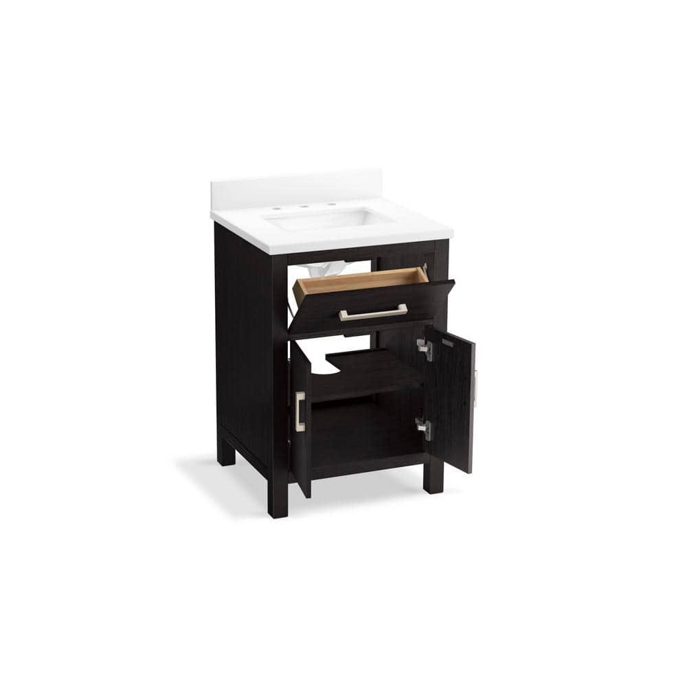 Kresla 24" Carbon Oak Bathroom Vanity with Quartz Top