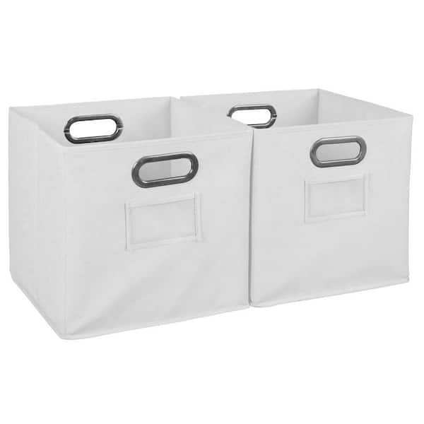 Regency 12 in. H x 12 in. W x 12 in. D White Fabric Cube Storage Bin 2-Pack