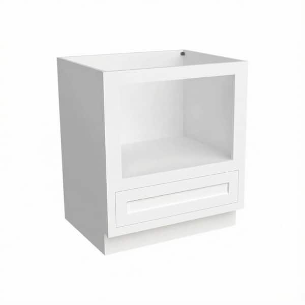 27 in. W x 25 in. D x 34.5 in. H Plywood Ready to Assemble Base Kitchen Cabinet with Microwave Opening in Beige