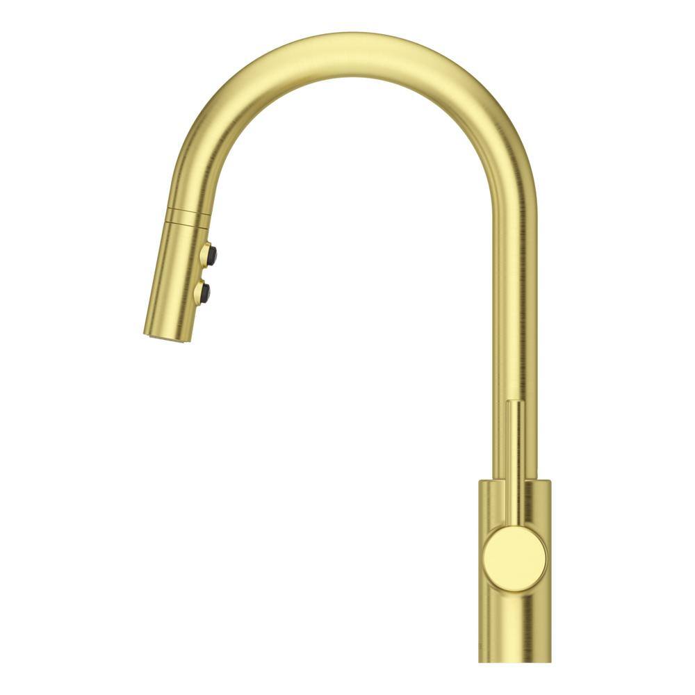 Stellen Traditional Brushed Gold Pull-Down Kitchen Faucet with AccuDock