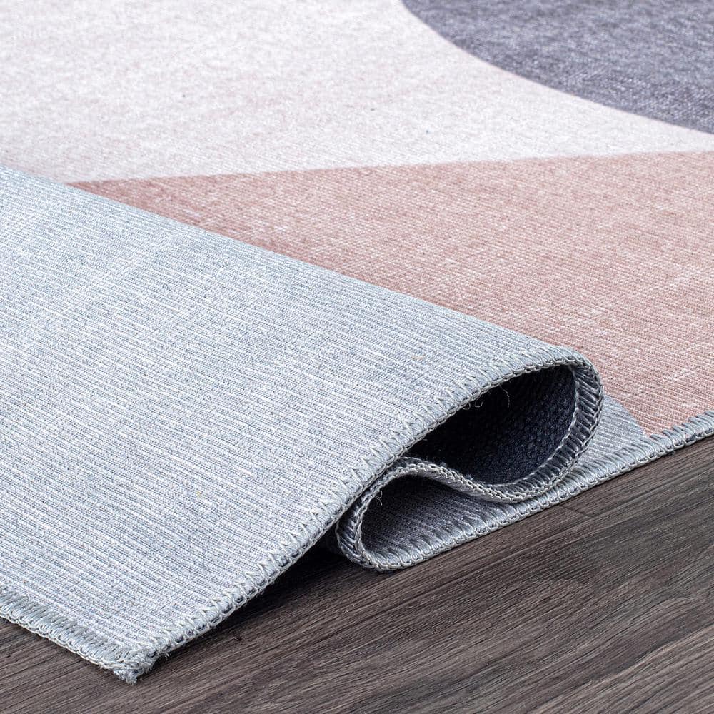 Contemporary Multicolor Geometric Flat Woven Machine Washable Rug