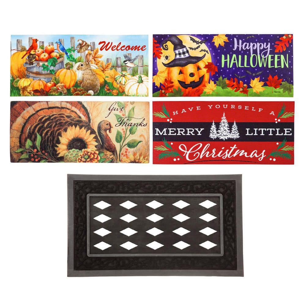 Sassafras Fall Holiday Set of 5 Door Mats with Rubber Display Frame, Collection #2 price history on PriceWatchPro