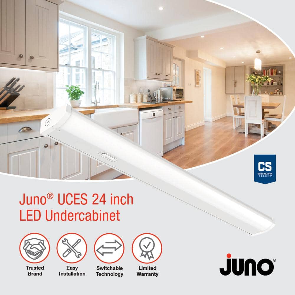 24-Inch Gloss White Metal LED Under Cabinet Light Bar