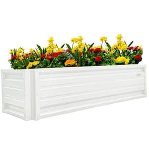24 inch by 72 inch Rectangle Brilliant White Metal Planter Box