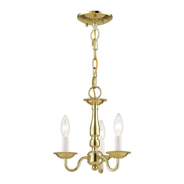 Livex Lighting 3-Light Polished Brass Chandelier 5009-02 - The