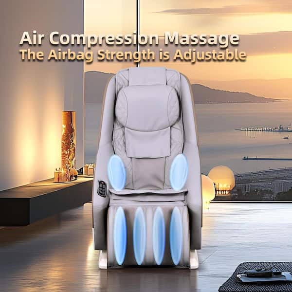 Gray Massage Chair with Zero Gravity Recline, SL Track, Bluetooth, 4 Auto Programs-ABS and Steel Frame, Classic Design