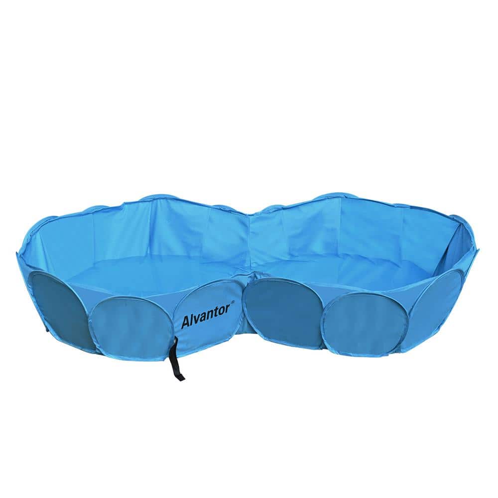 Alvantor 63 in. x 35 in. x 12 in. Foldable Portable Indoor Outdoor Double Pet Swimming Pool, Bathing Tub, Shower Spa, Kiddie Pool, Blue -  2100D