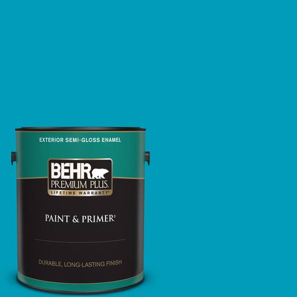 BEHR PREMIUM PLUS 1 gal. #520B-6 Brilliant Sea Semi-Gloss Enamel Exterior Paint & Primer