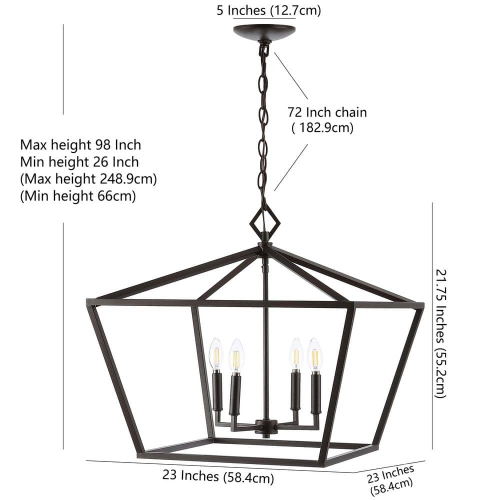 Gatsby Adjustable 98" Rustic Iron LED Lantern Pendant in Oil-Rubbed Bronze