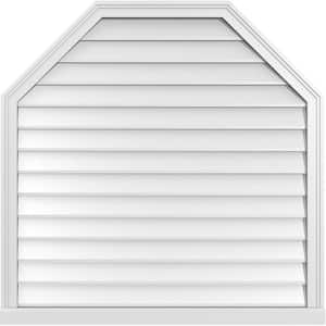 40" x 40" Octagonal Top Surface Mount PVC Gable Vent: Non-Functional with Brickmould Sill Frame